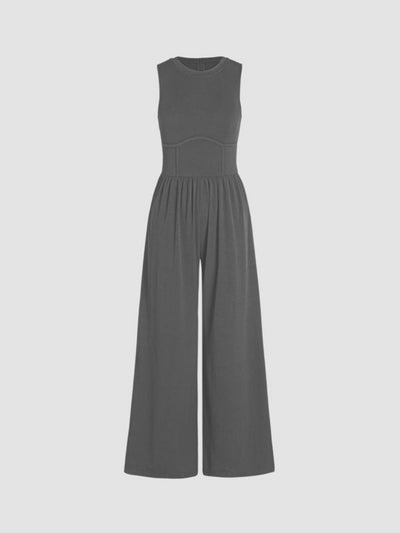 Round Neck Sleeveless Slim Long Casual Jumpsuit