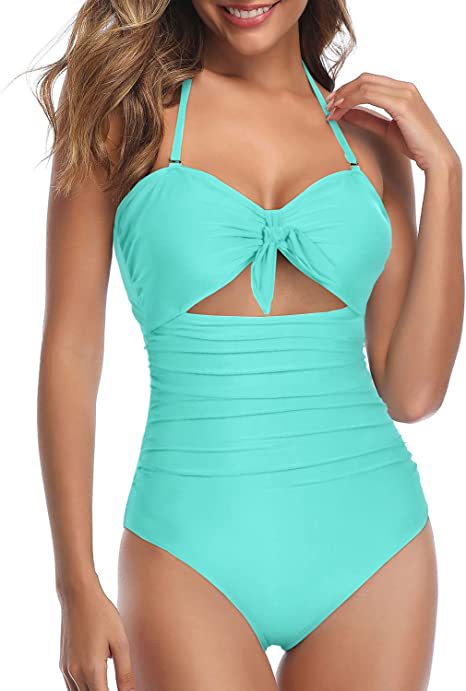 Tummy Tuck High Waist Hollow Out One-piece Swimsuit