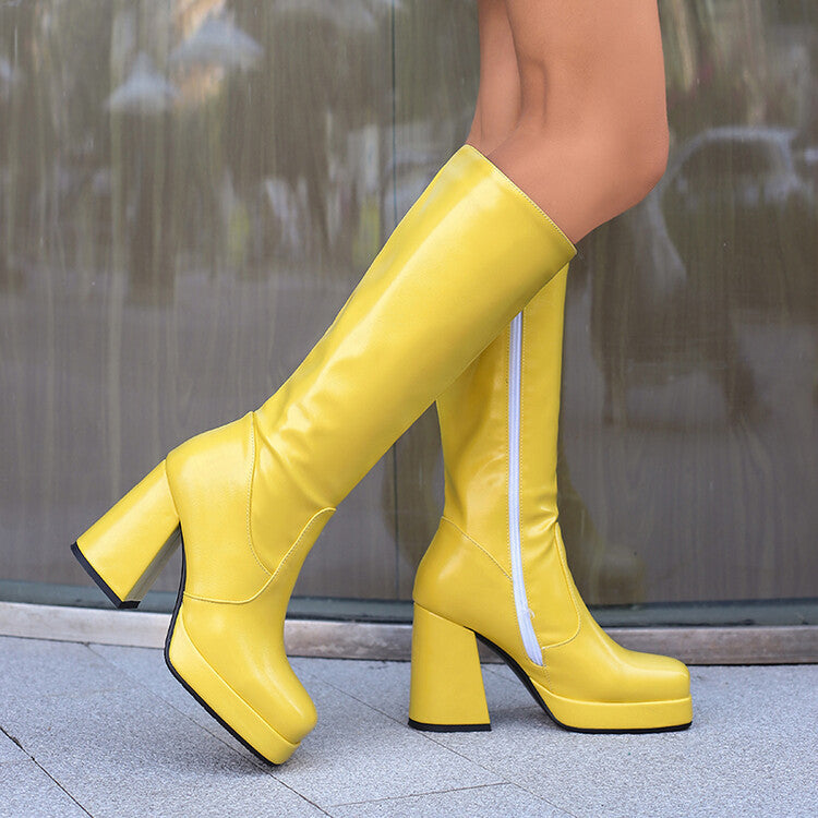 Platform high-top riding boots