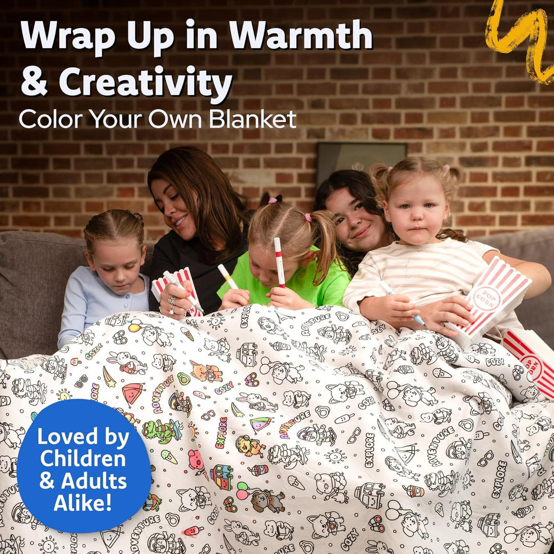 DIY Children's Coloring Blanket with Paintbrushes