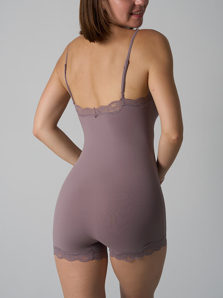 Lace suspender bodysuit