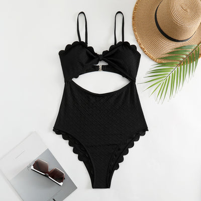 Lace Hanging Neck Backless One-piece Swimsuit