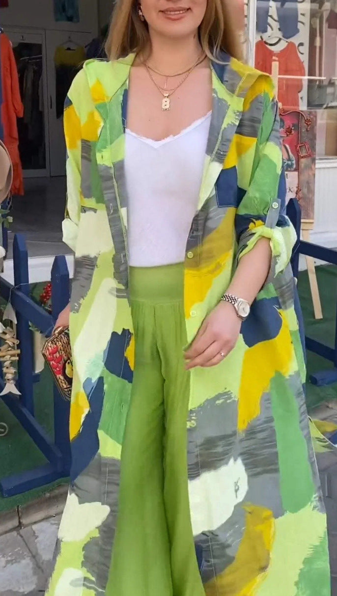 Women Colorful Sun Protective Casual Printed Long Thin Top