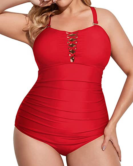Cutout Deep V Neck Tummy Tuck Swimsuit Lace Up Swimsuit