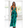 Halter Backless Hollow Out Printed Dresses