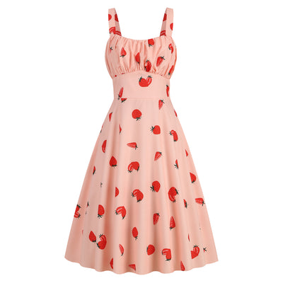 Cute print dress with suspenders