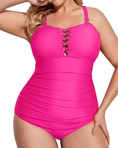 Cutout Deep V Neck Tummy Tuck Swimsuit Lace Up Swimsuit