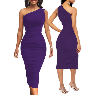Fashion One Shoulder Slim Dress