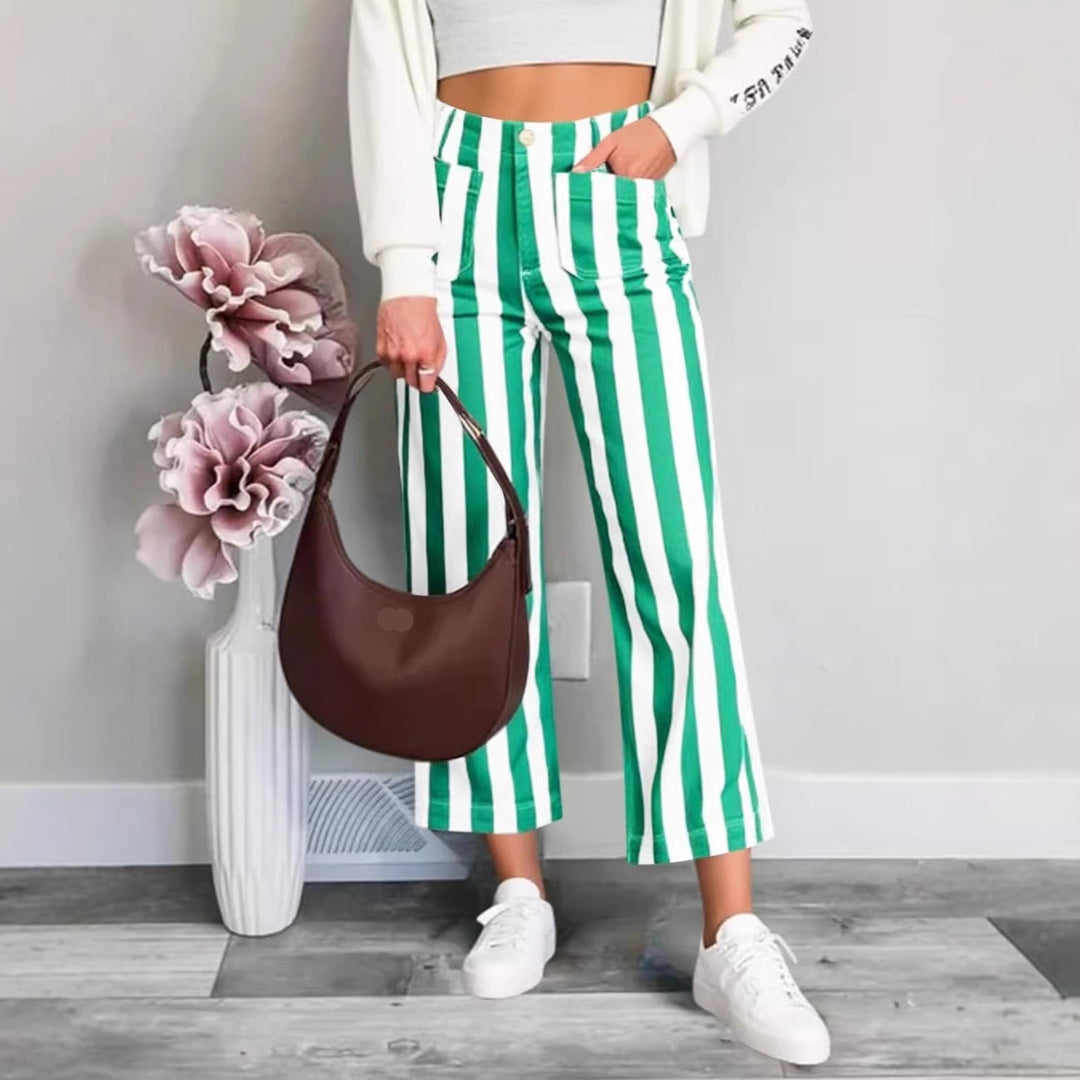 Striped Print Fashion Casual Jeans