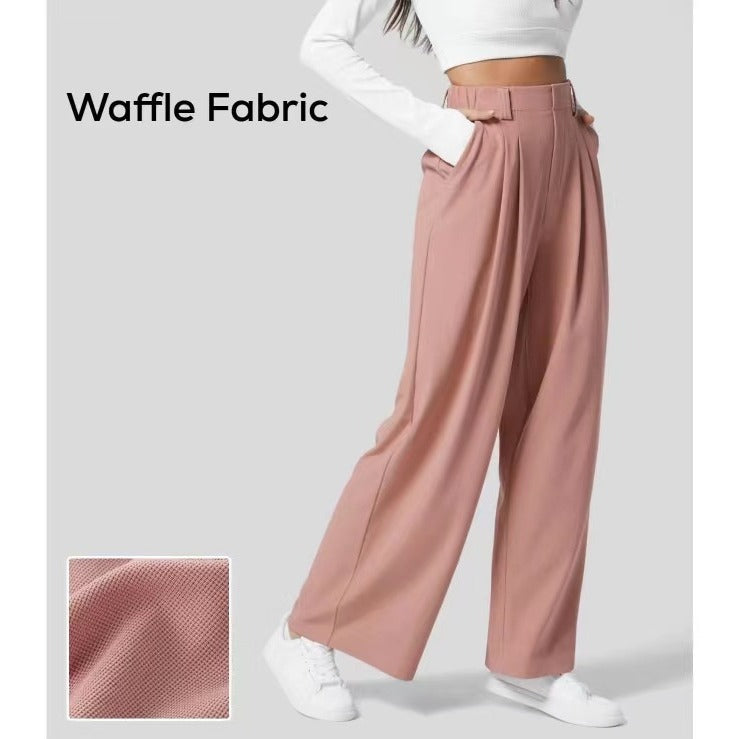 High waist wide leg casual trousers
