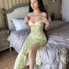 Small floral slit suspender dress