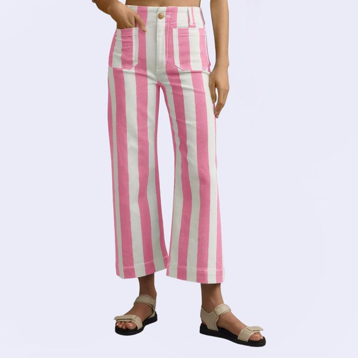 Striped Print Fashion Casual Jeans