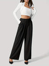 High waist wide leg casual trousers