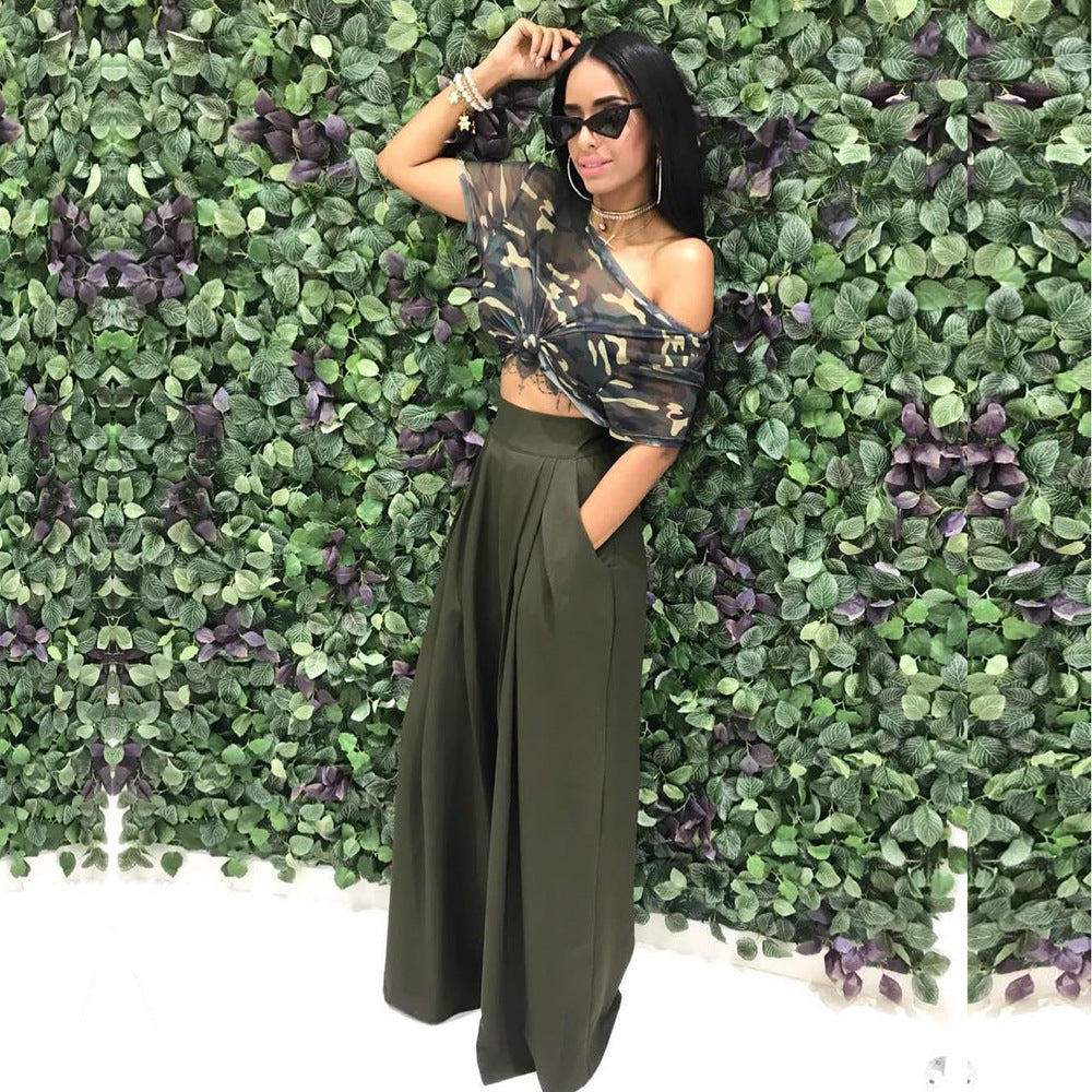 Stylish flared wide-leg casual pants