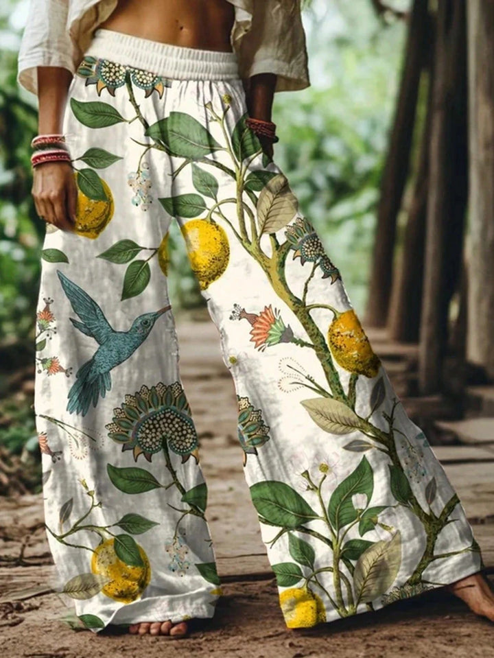 Floral wide-leg trousers with a flowing print