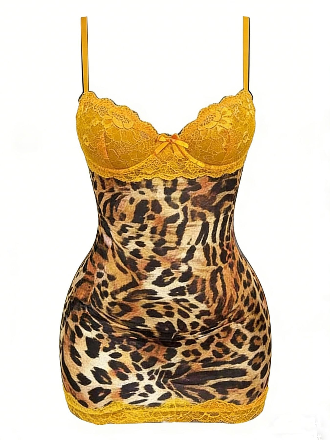 Leopard print backless halter mini dress