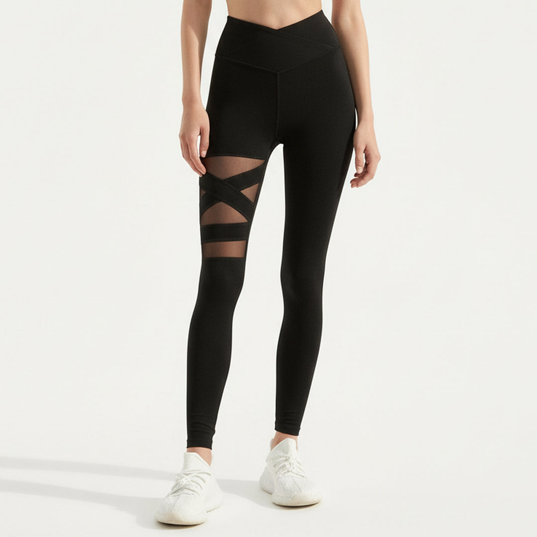 Slim Fit High Elastic Mesh Yoga Pants
