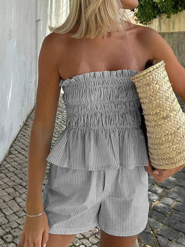 Summer strapless top and shorts casual two-piece set