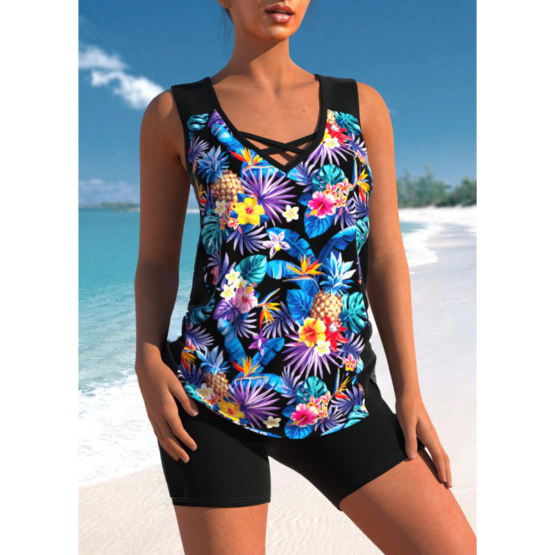 Two-Piece Swimsuit Tank Top and Shorts Casual Set