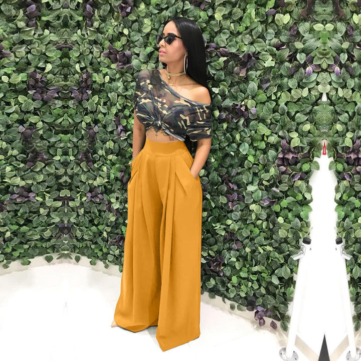 Stylish flared wide-leg casual pants