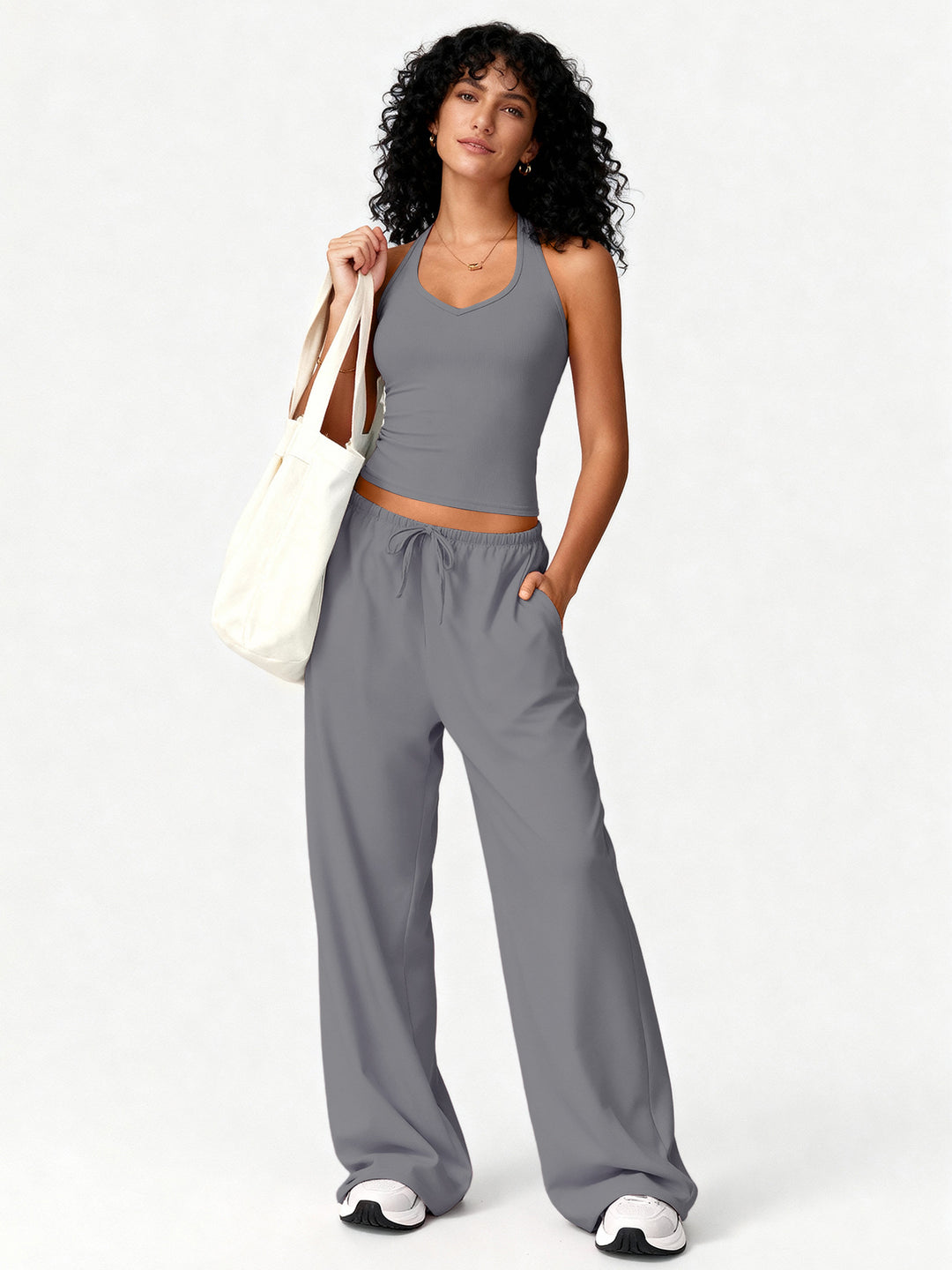 Tank top and flared pants yoga set