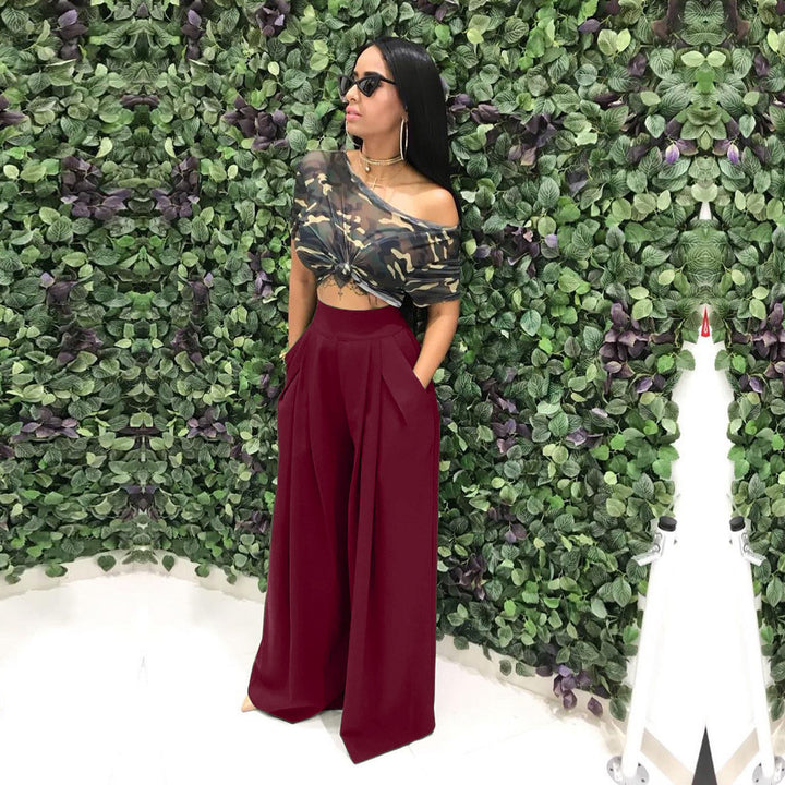 Stylish flared wide-leg casual pants