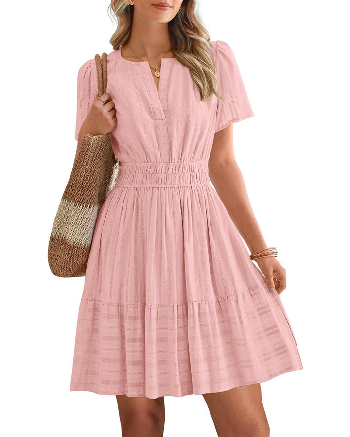 V-neck puff sleeve maxi dress