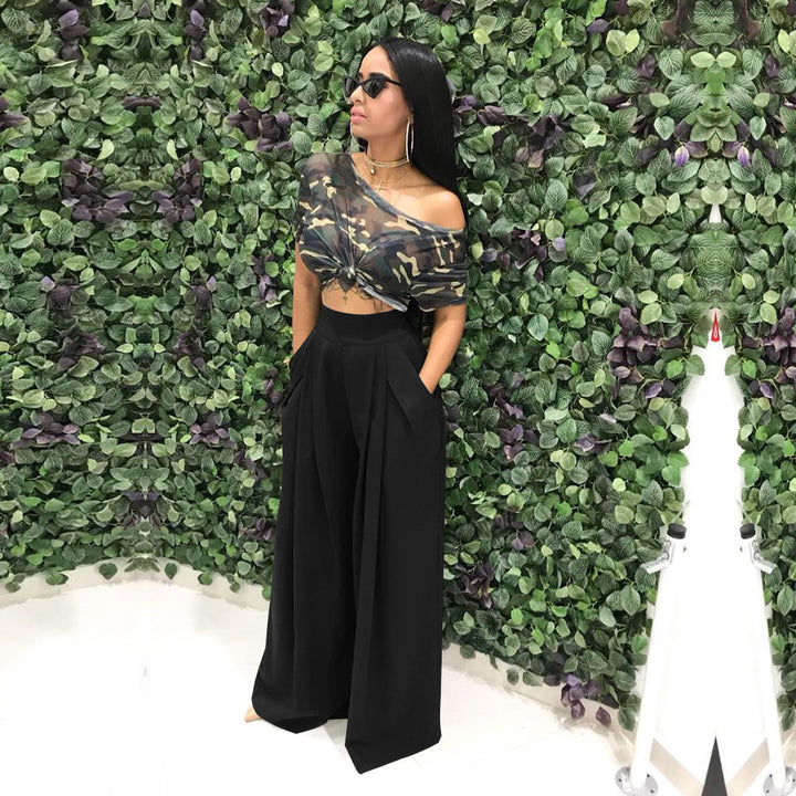 Stylish flared wide-leg casual pants