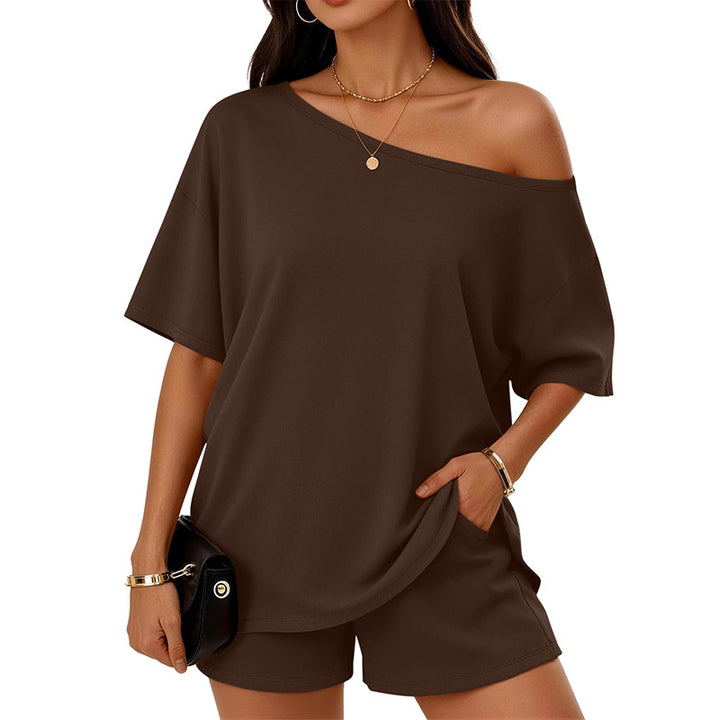 Casual Asymmetrical Top and Shorts Set