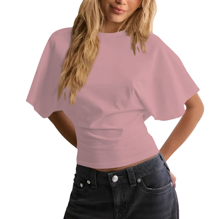 Simple and versatile solid color loose top