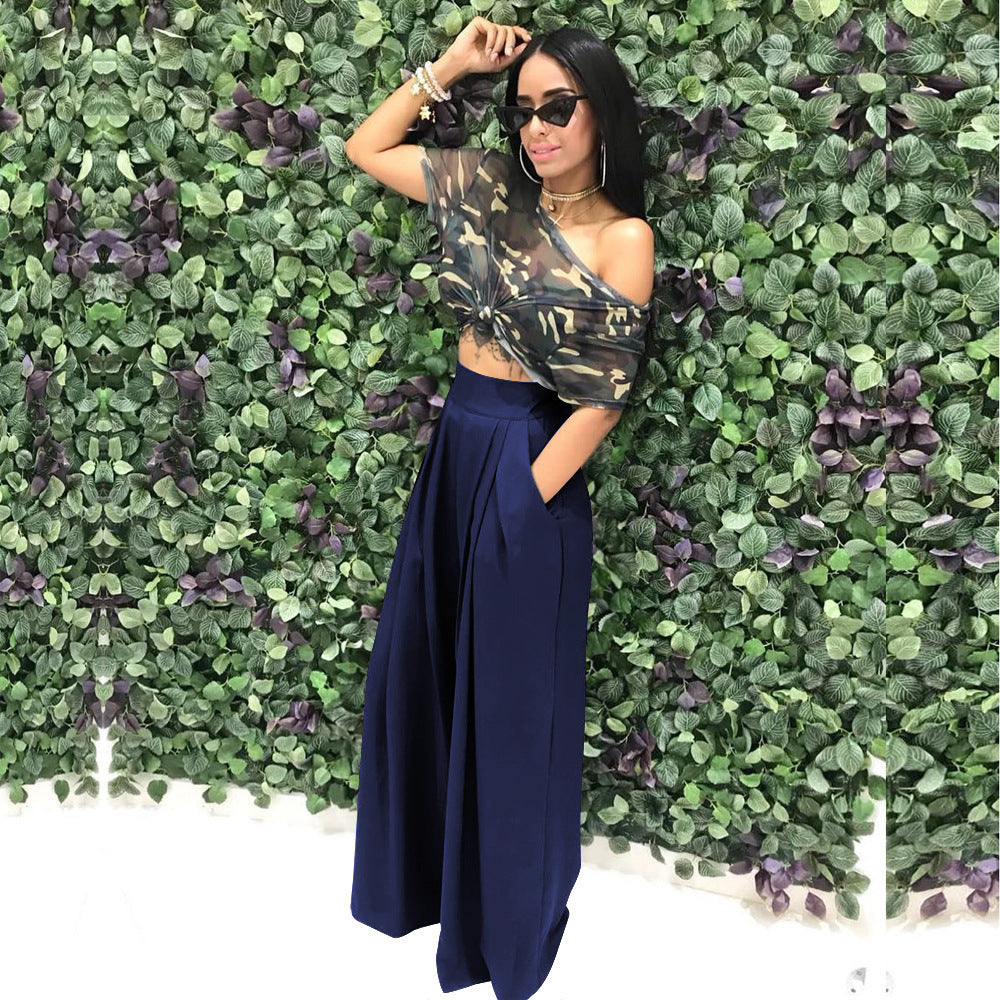 Stylish flared wide-leg casual pants