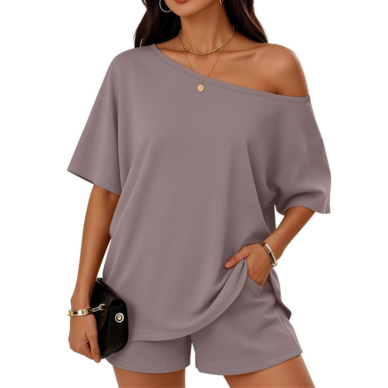 Casual Asymmetrical Top and Shorts Set