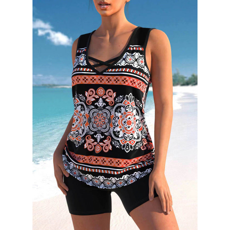 Two-Piece Swimsuit Tank Top and Shorts Casual Set