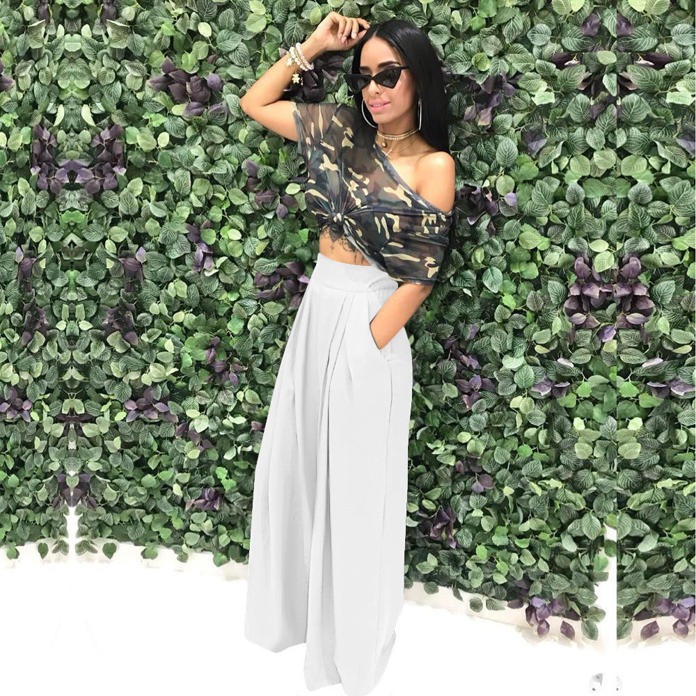 Stylish flared wide-leg casual pants