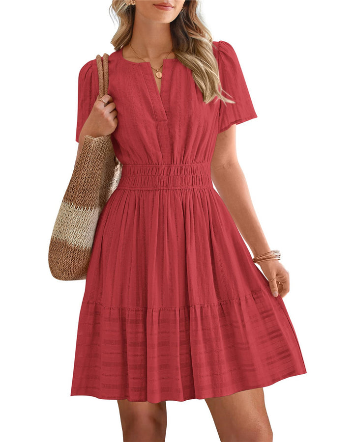 V-neck puff sleeve maxi dress