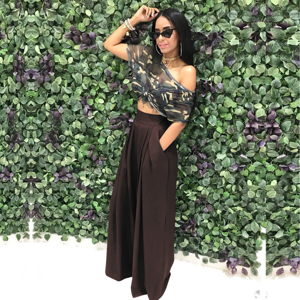 Stylish flared wide-leg casual pants