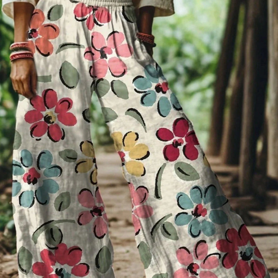 Floral wide-leg trousers with a flowing print