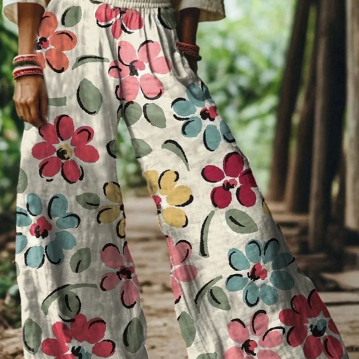 Floral wide-leg trousers with a flowing print