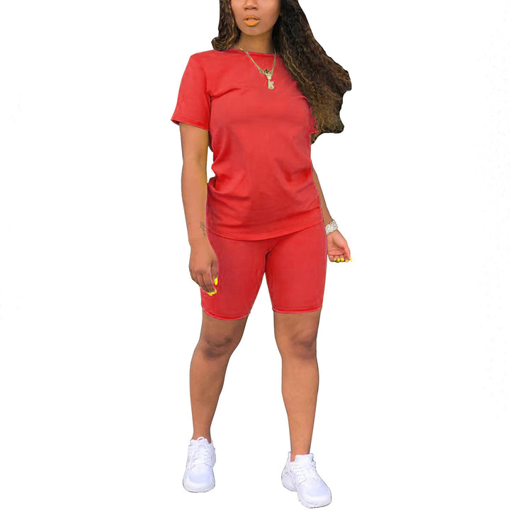 Crew neck short-sleeved T-shirt and shorts set