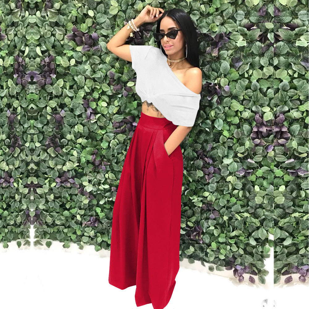 Stylish flared wide-leg casual pants