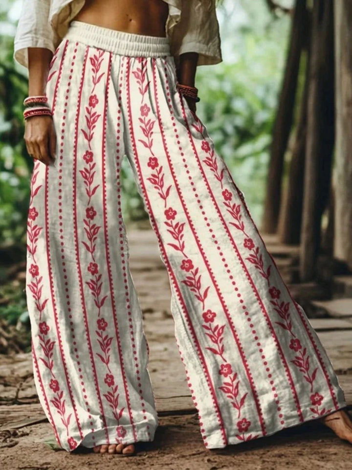 Floral wide-leg trousers with a flowing print