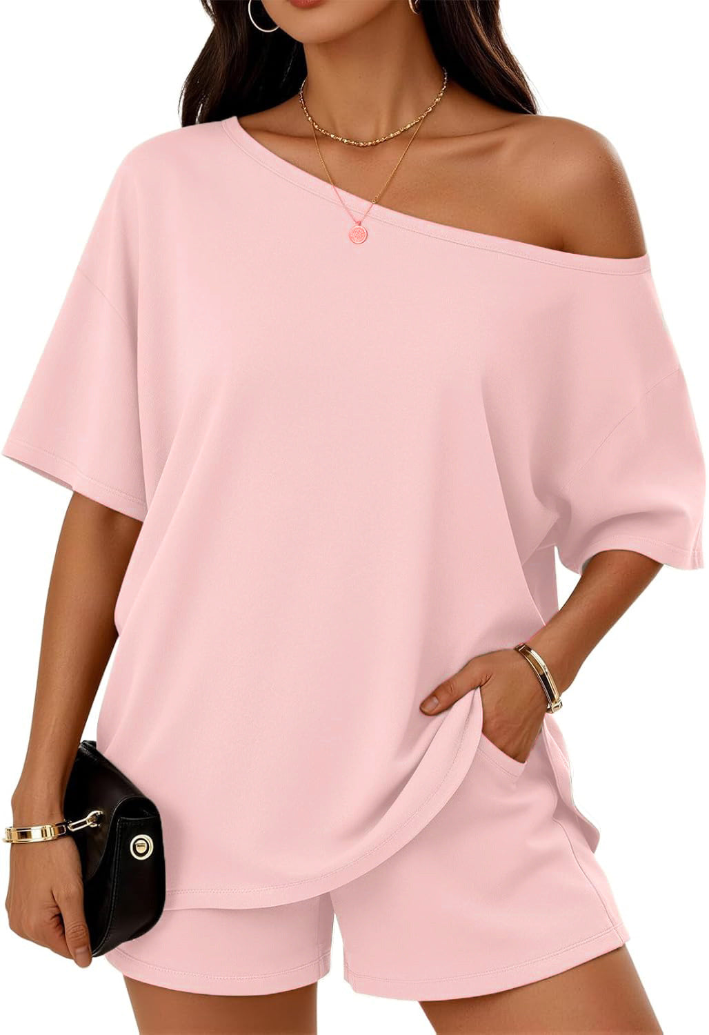 Casual Asymmetrical Top and Shorts Set
