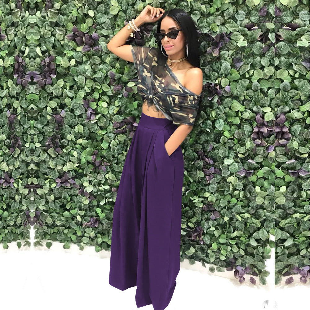 Stylish flared wide-leg casual pants