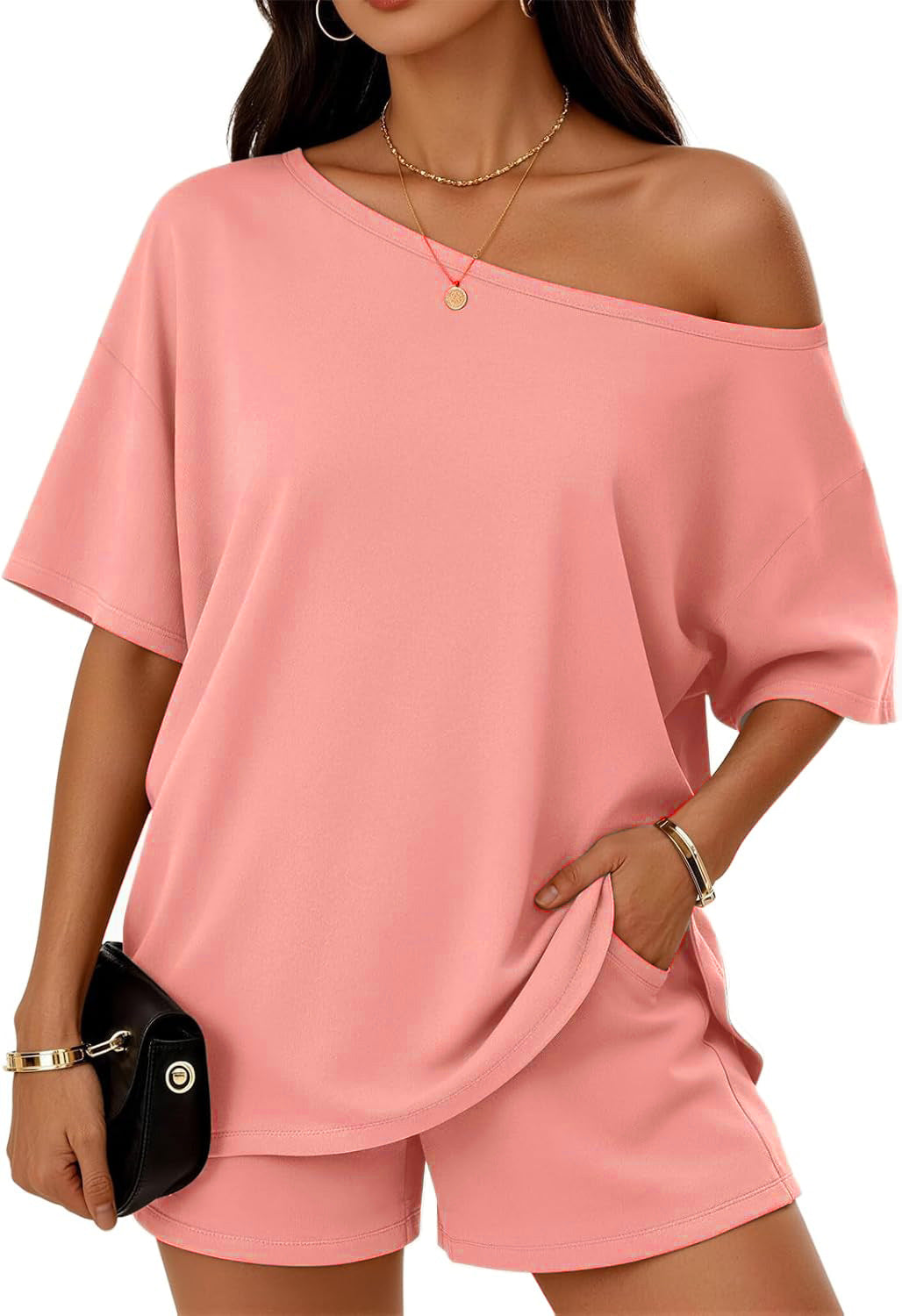 Casual Asymmetrical Top and Shorts Set