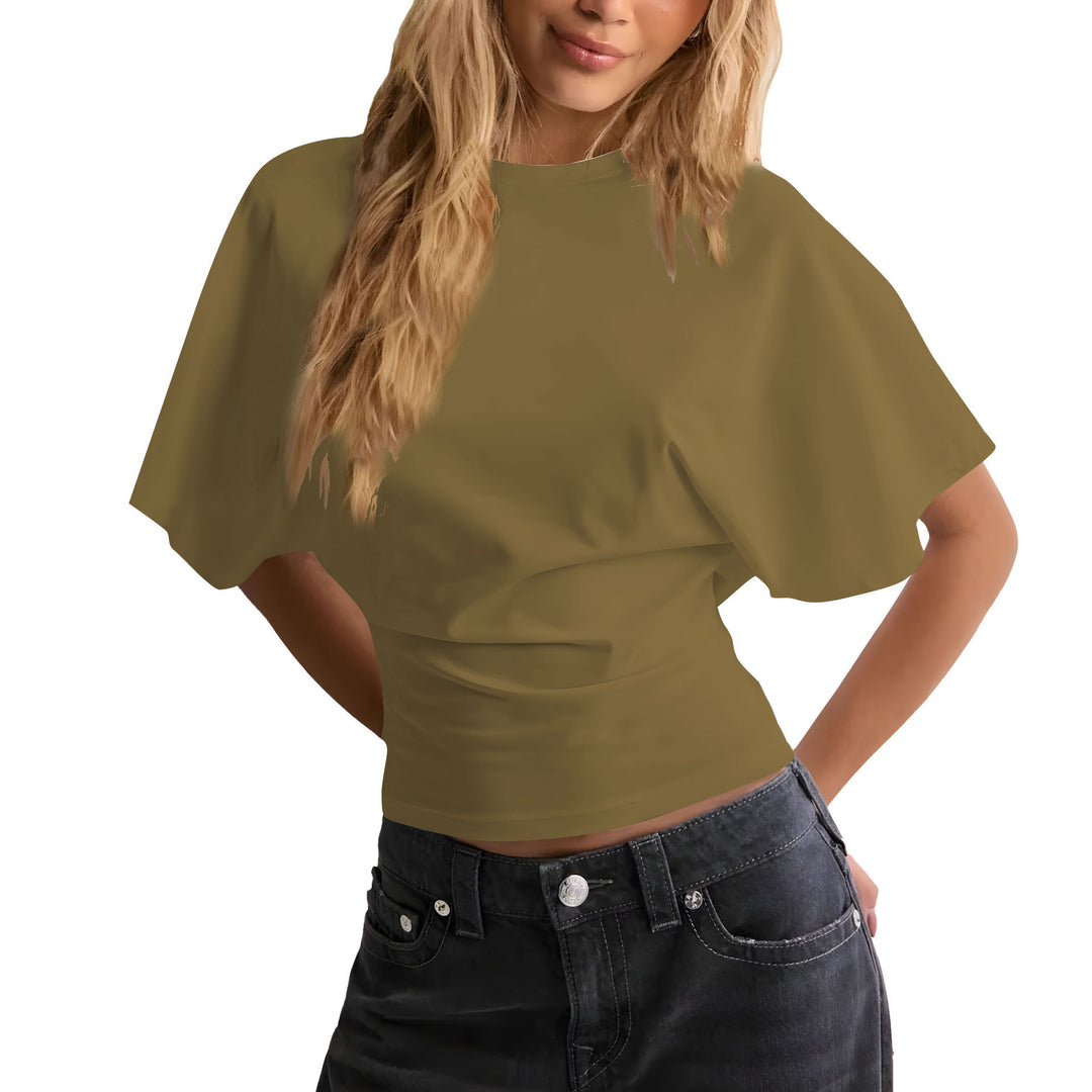 Simple and versatile solid color loose top