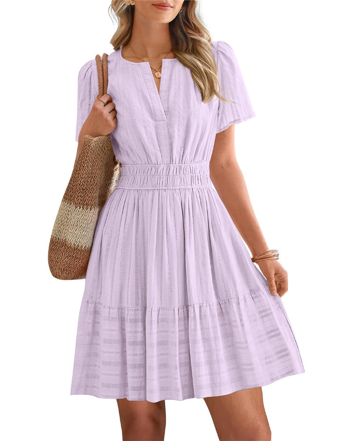 V-neck puff sleeve maxi dress