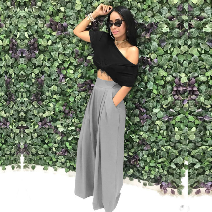 Stylish flared wide-leg casual pants