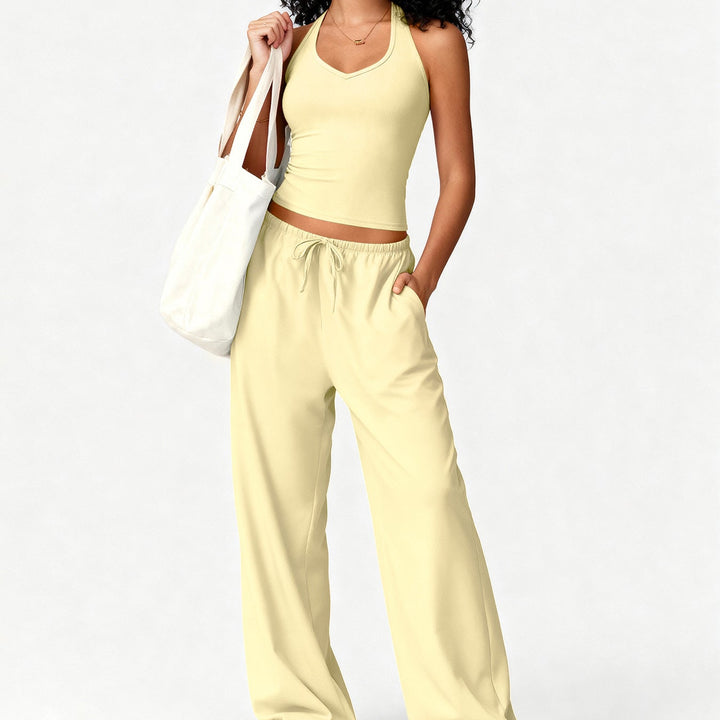 Tank top and flared pants yoga set