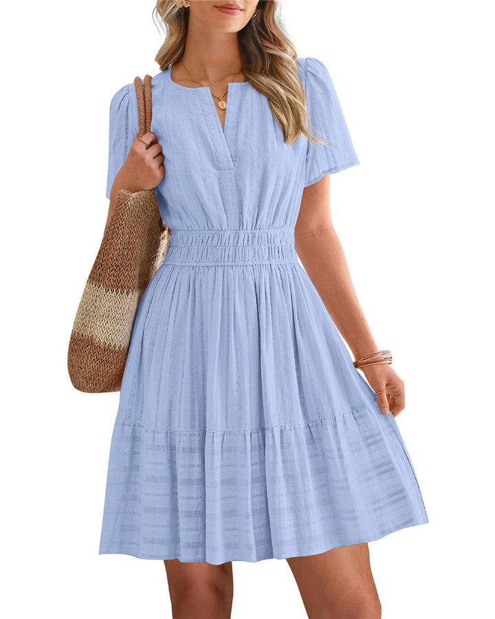 V-neck puff sleeve maxi dress