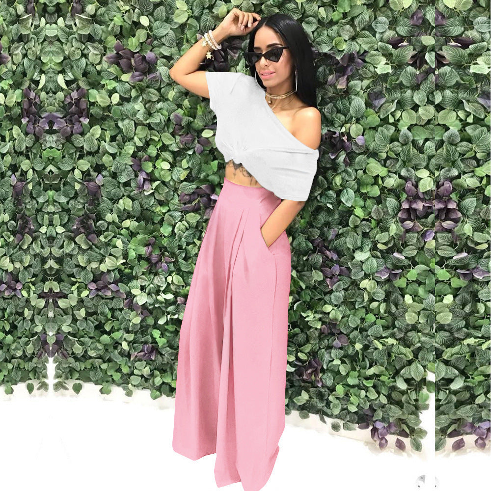 Stylish flared wide-leg casual pants